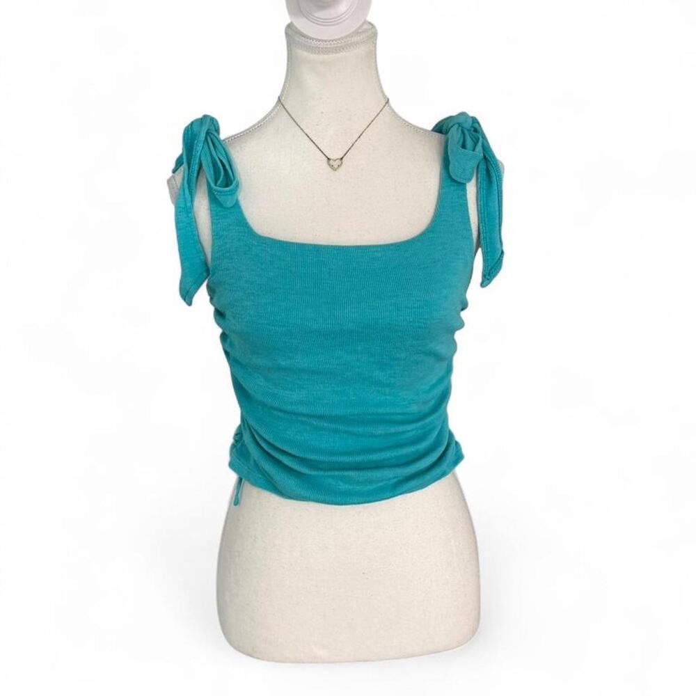 Free People blue tie shoulder tank top Size S